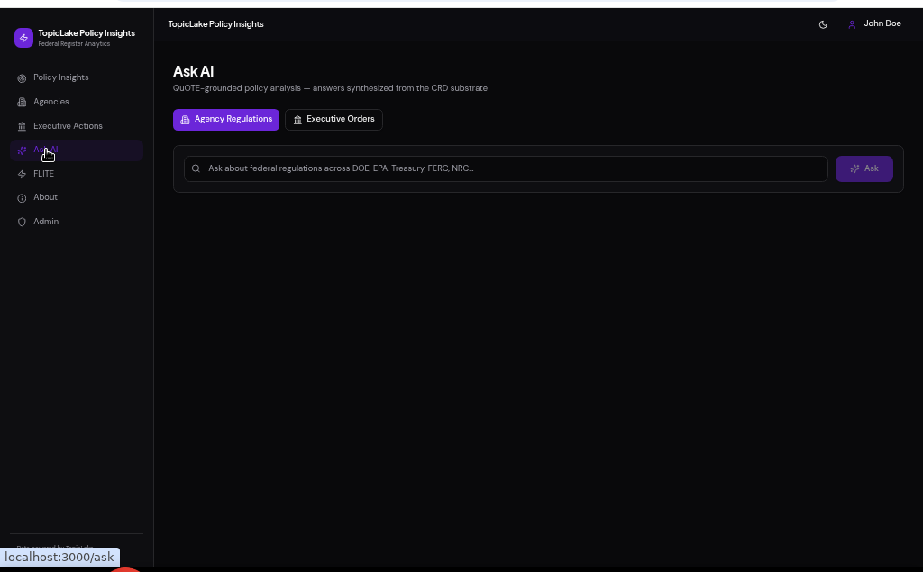 The Ask AI page